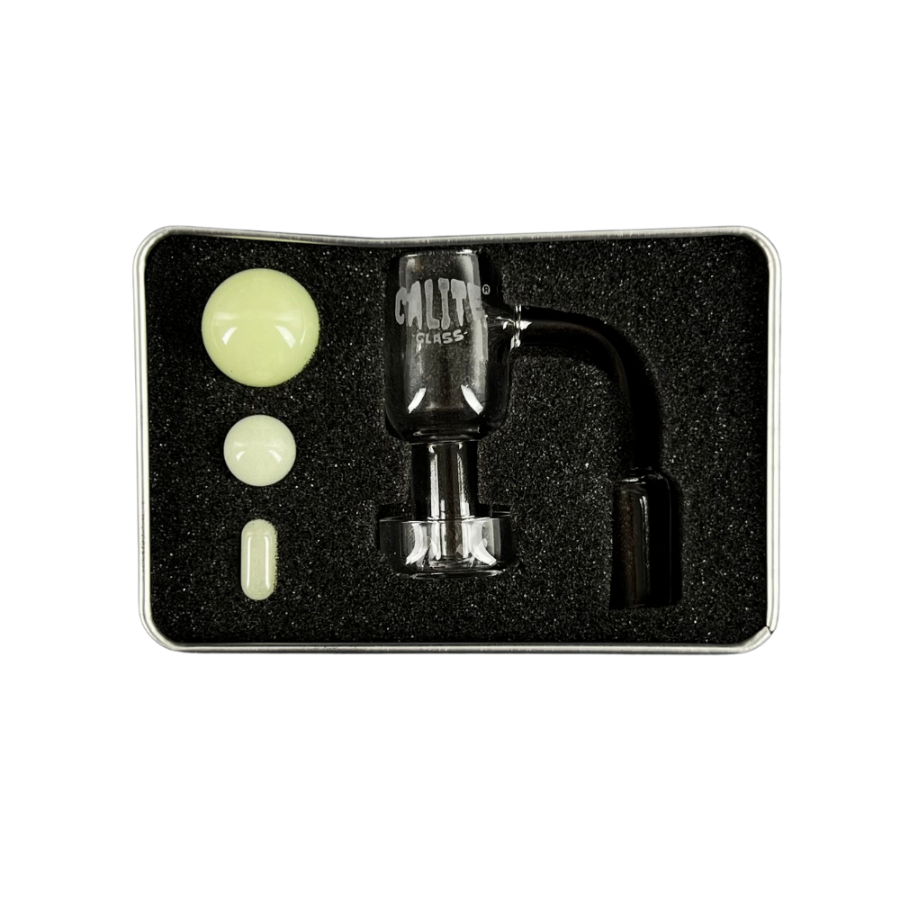 Kit banger de cuarzo con terp pearls y carb cap para extractos caja abierta