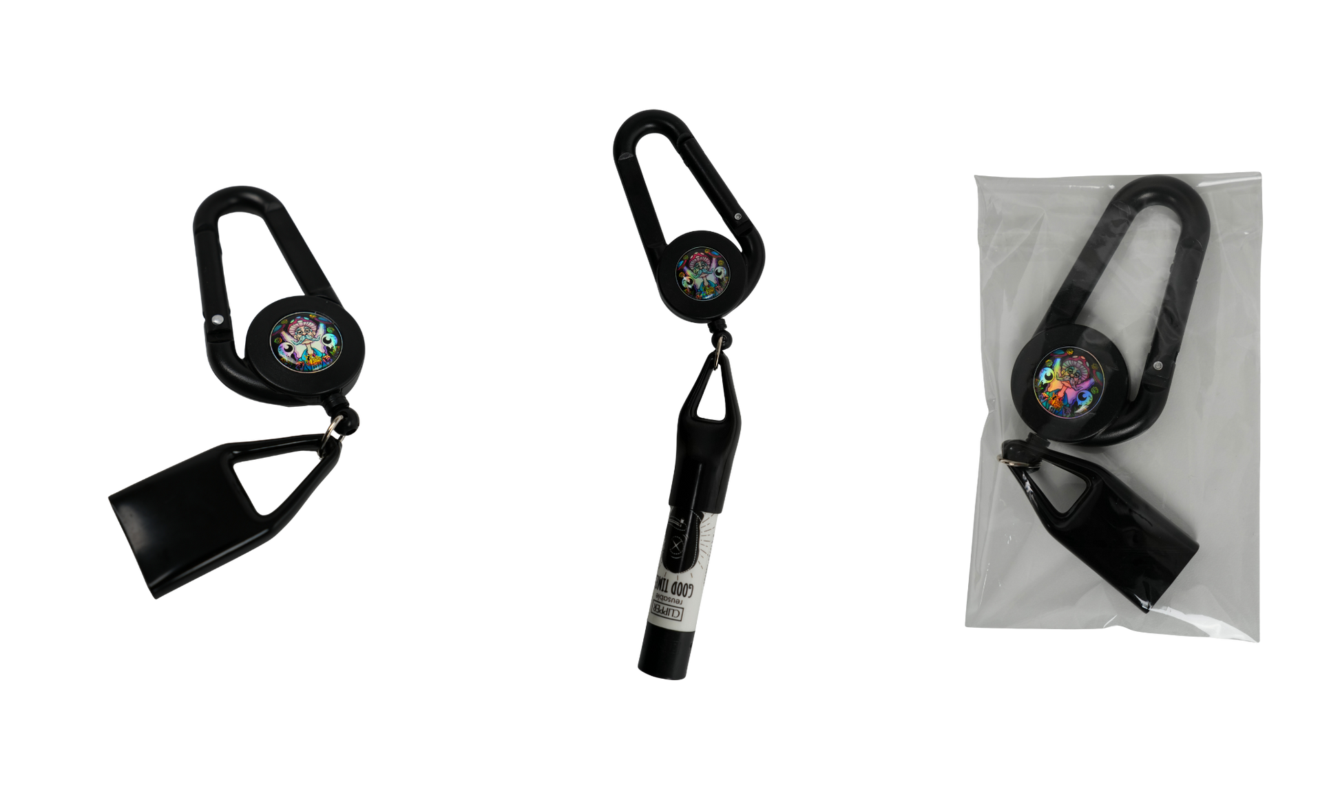 Lighter leash negro retráctil con mosquetón para mechero Beetle Print