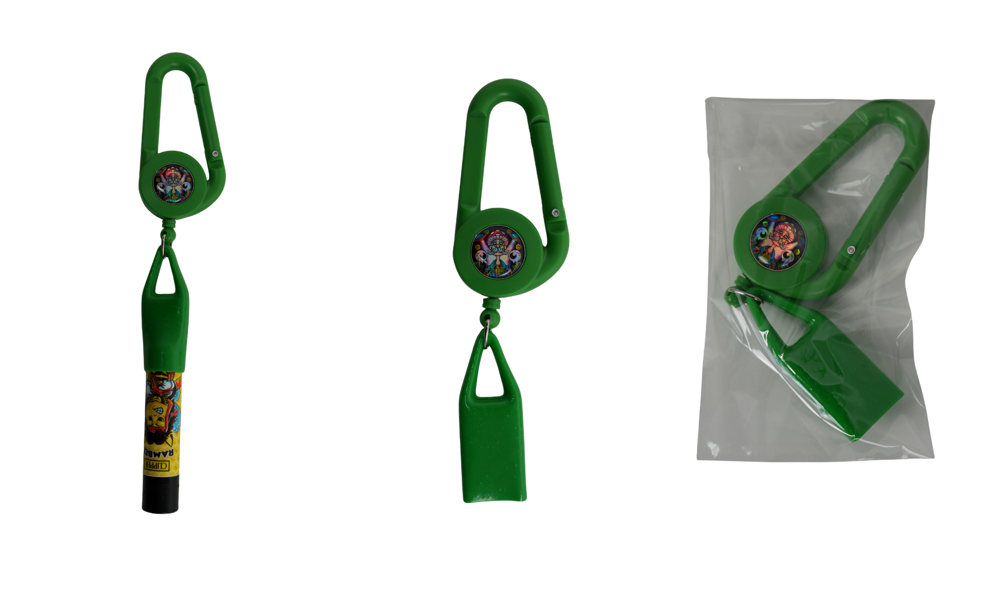 Lighter leash verde retráctil con mosquetón para mechero Beetle Print