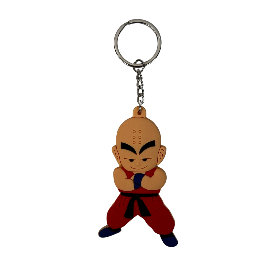 Llavero de silicona con maestro de artes marciales estilo anime retro traje rojo
