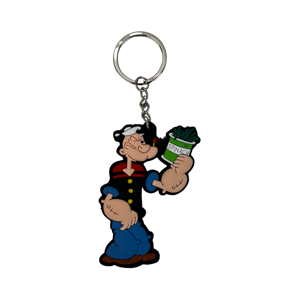 Llavero de silicona con personaje marinero fuerte estilo cómic retro para llaves y mochila