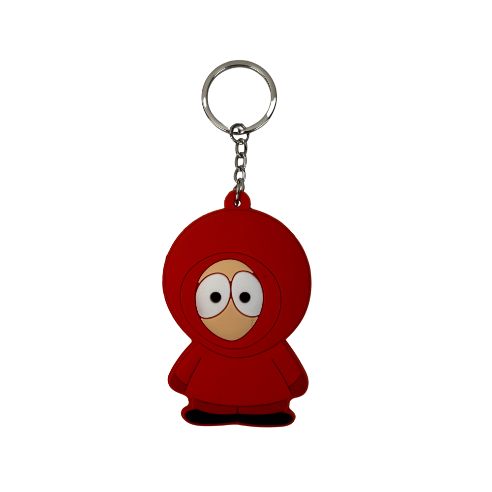 Llavero de silicona con muñeco encapuchado rojo estilo animado para llaves y mochila
