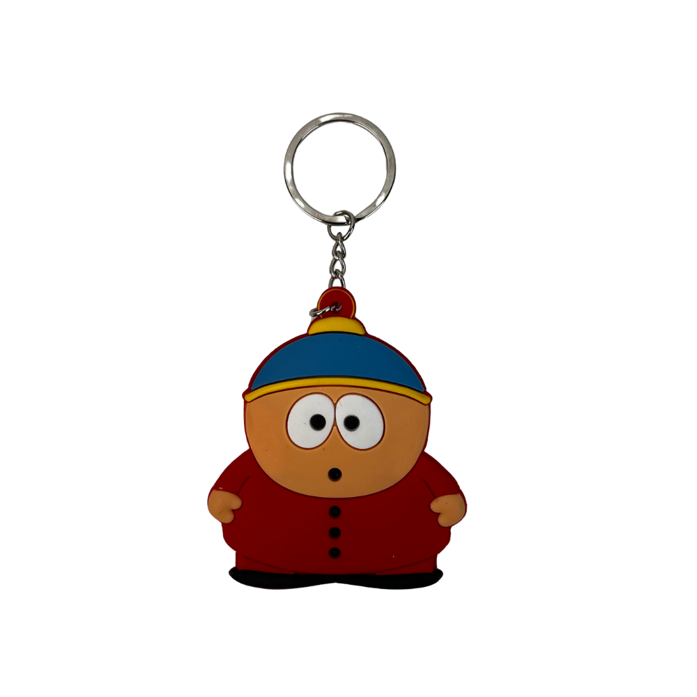 Llavero de silicona con muñeco estilo animado gorro azul y rojo para llaves y mochila