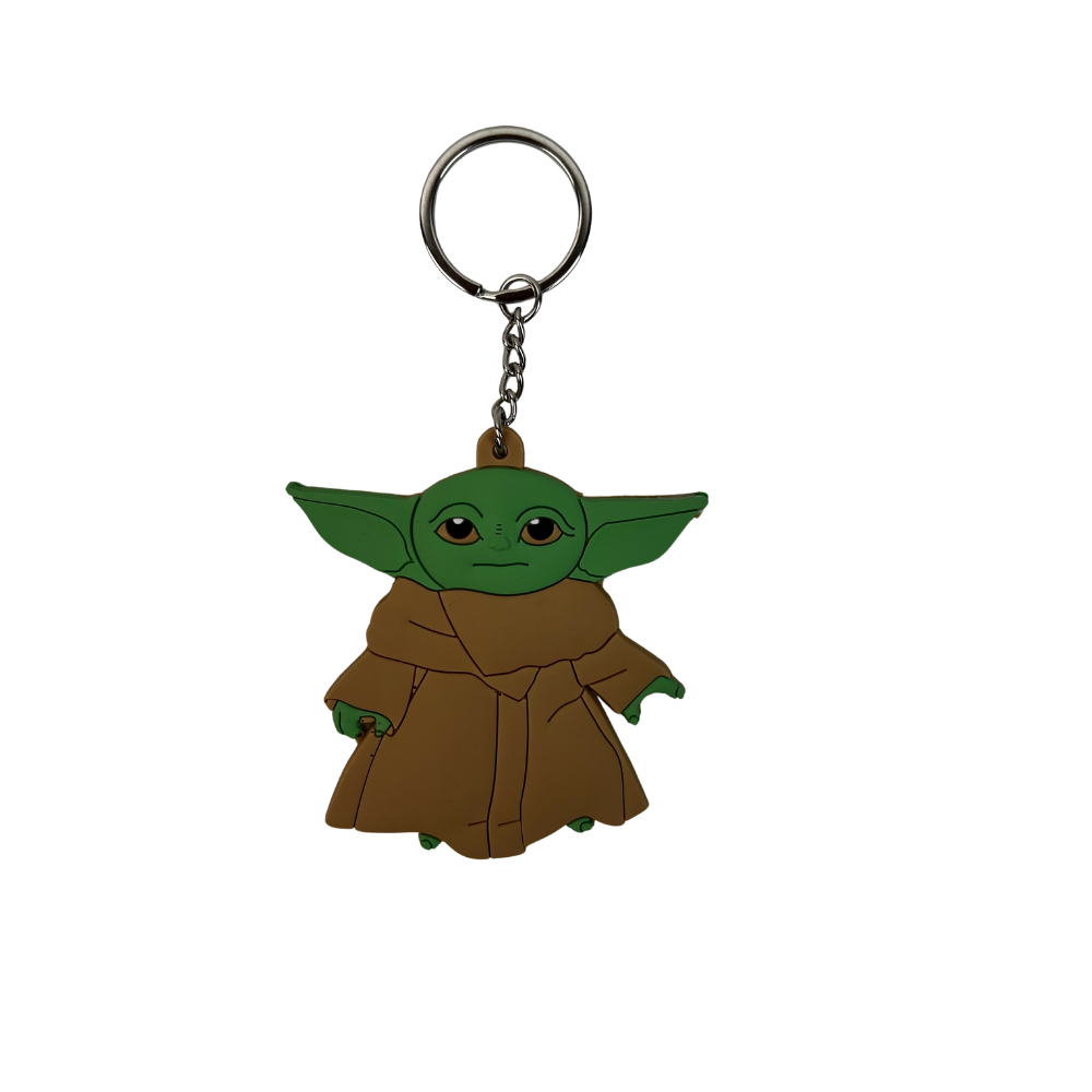 Llavero de silicona con pequeña criatura verde estilo fantasía espacial para llaves y mochila