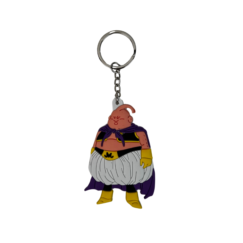 Llavero de silicona con villano estilo anime retro color rosa y capa morada