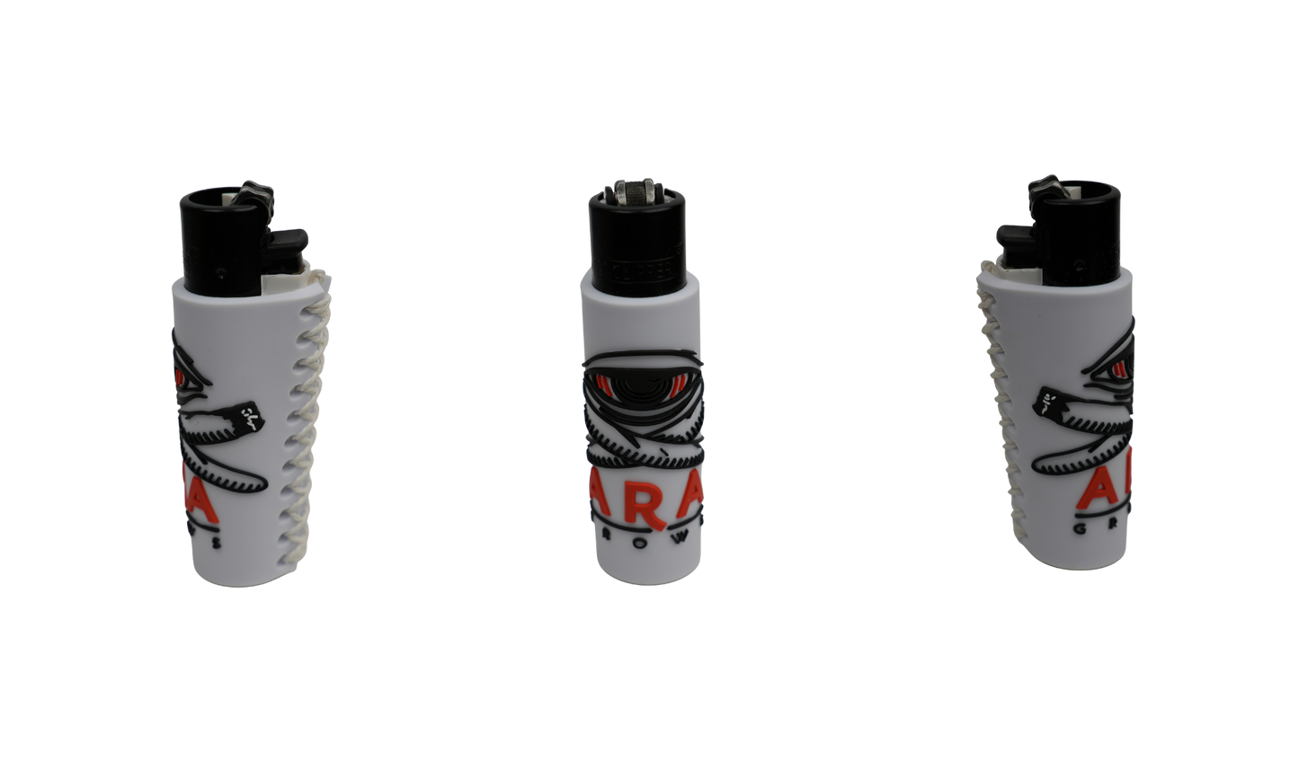 Mechero Beetle Print ARA GROW White con funda antideslizante (3 vistas)