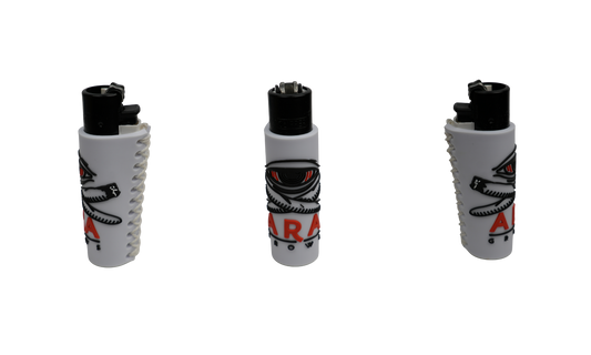 Mechero Beetle Print ARA GROW White con funda antideslizante (3 vistas)