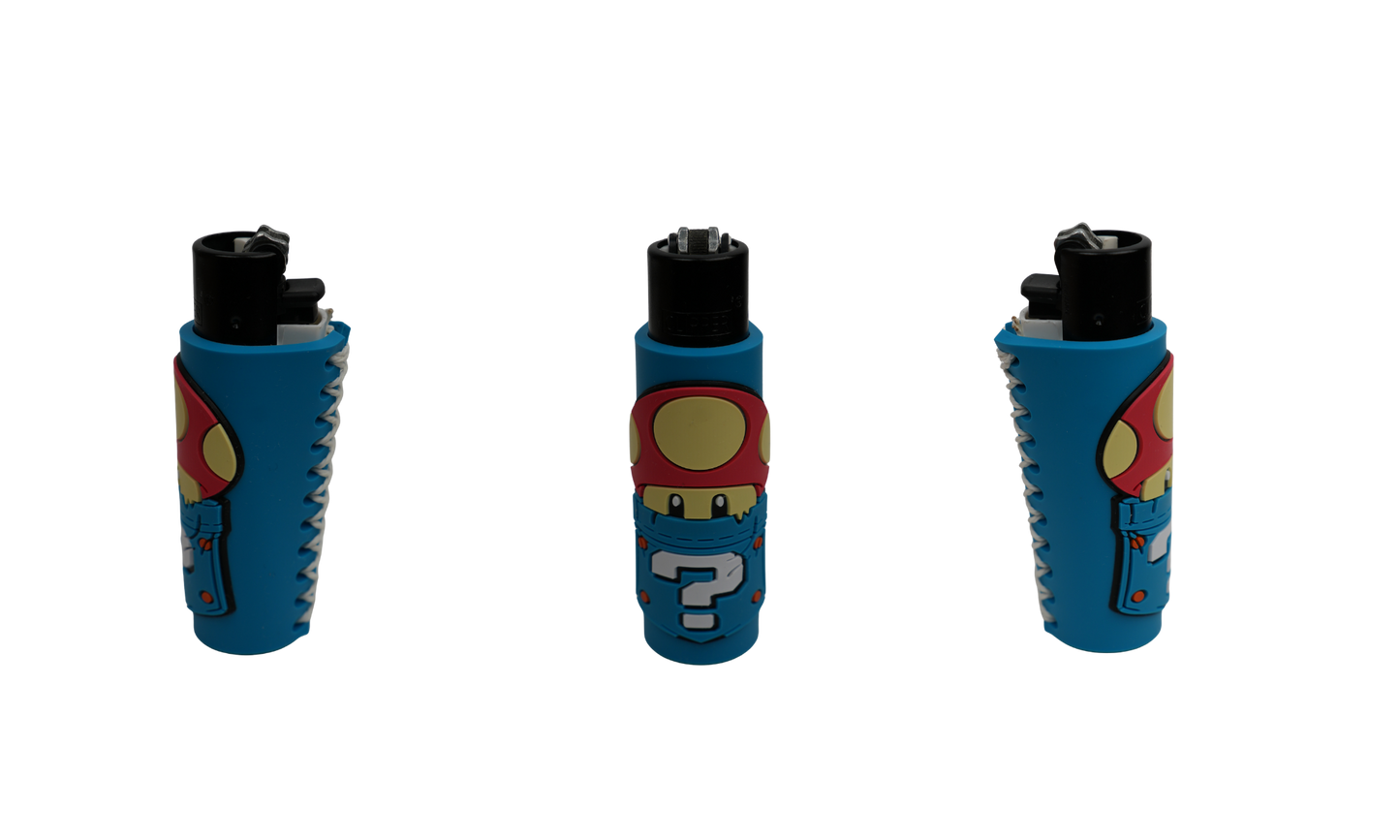 Mechero Beetle Print Gamer Blue Power con funda antideslizante y diseño retro gamer (3 vistas)