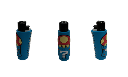 Mechero Beetle Print Gamer Blue Power con funda antideslizante y diseño retro gamer (3 vistas)