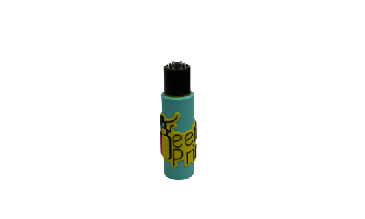 Mechero Beetle Print turquesa con logo en relieve y funda protectora vista frontal