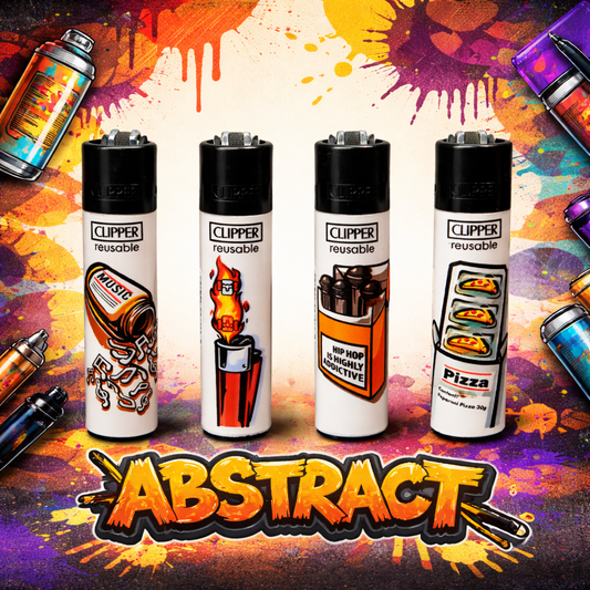 Pack de 4 mecheros Clipper Abstract con diseños creativos y urbanos inspirados en arte callejero