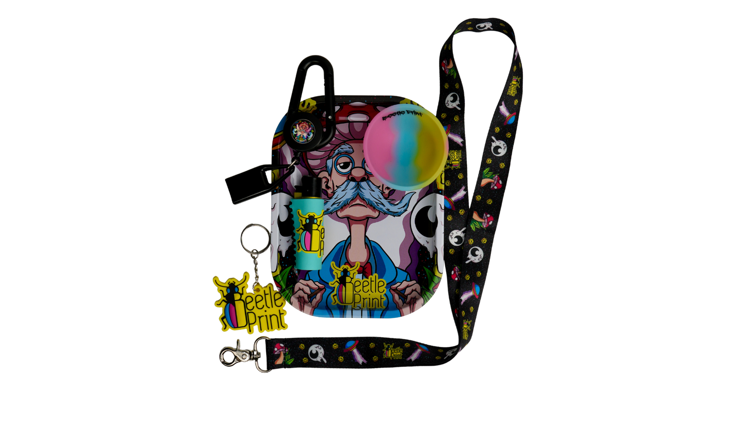 Kit de fumador Beetle Print con accesorios: bandeja de liar, lanyard y bowl de silicona