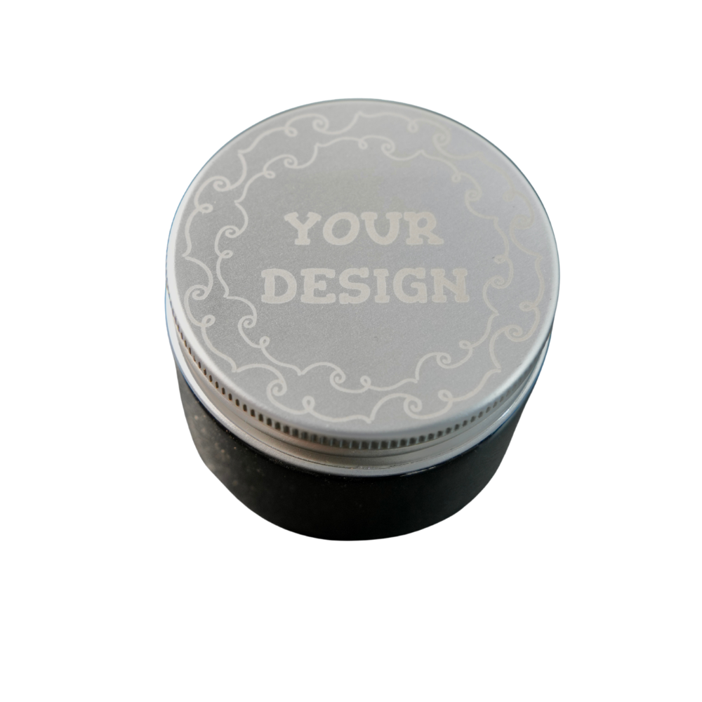 Tarro de vidrio negro 50ml personalizable con grabado láser