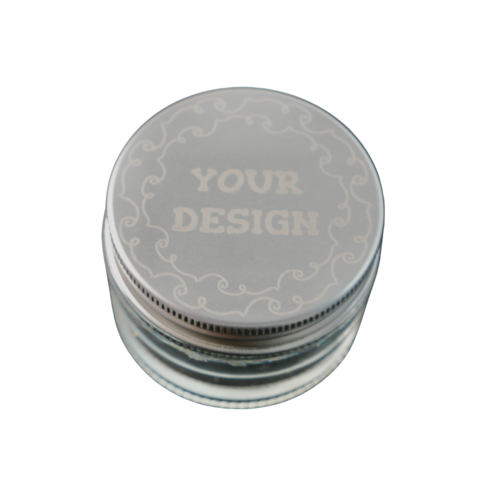 Tarro de vidrio 50ml personalizado con grabado láser en tapa metálica