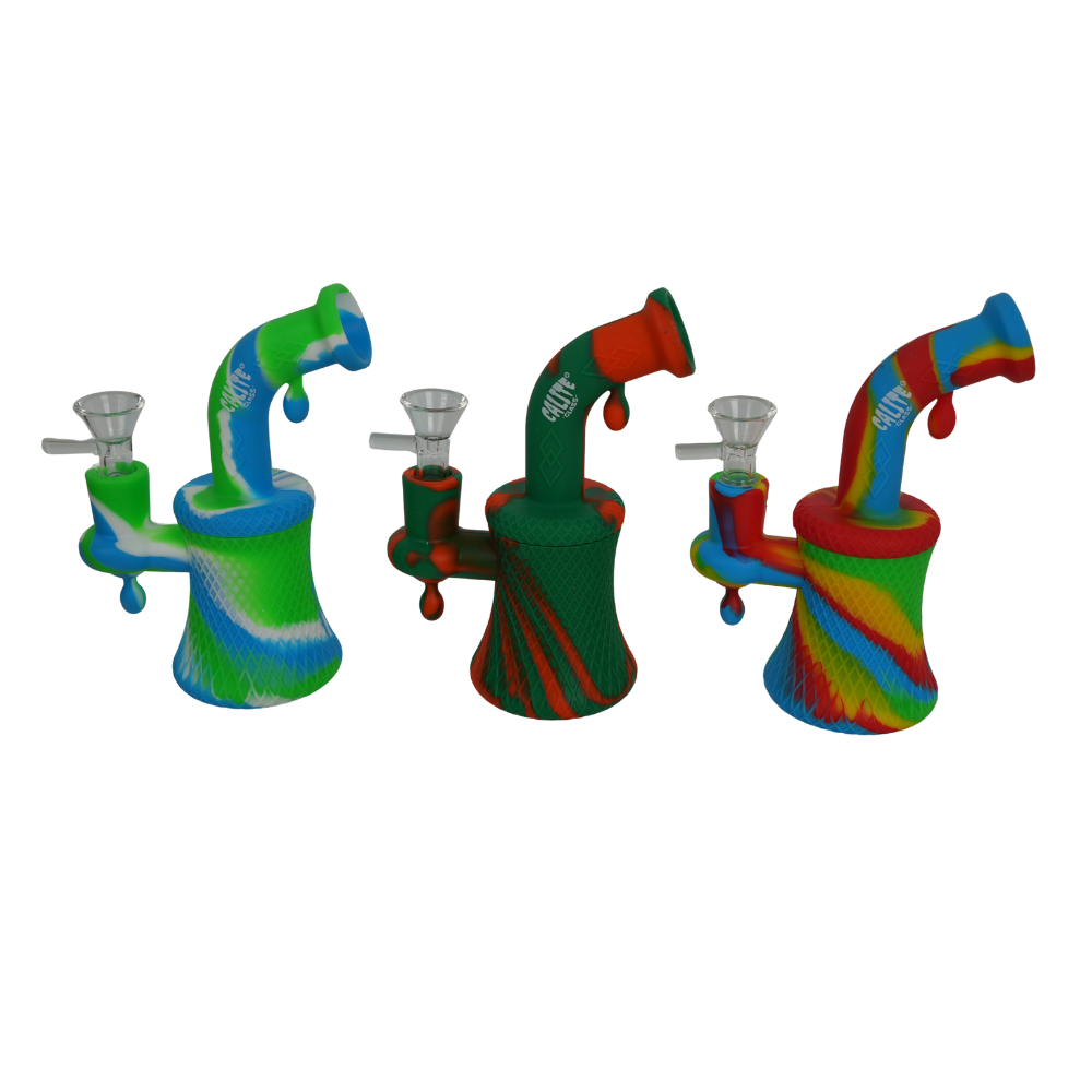 Bong de silicona premium desmontable con cazoleta de cristal en varios colores