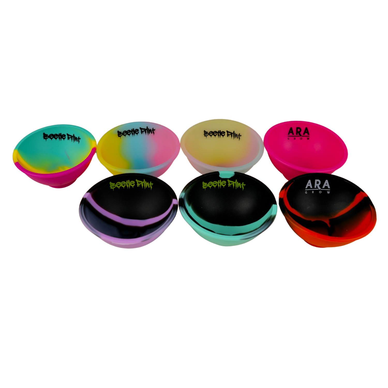 Bowls de silicona flexible en varios colores con diseño Beetle Print, ligeros, resistentes y fáciles de limpiar