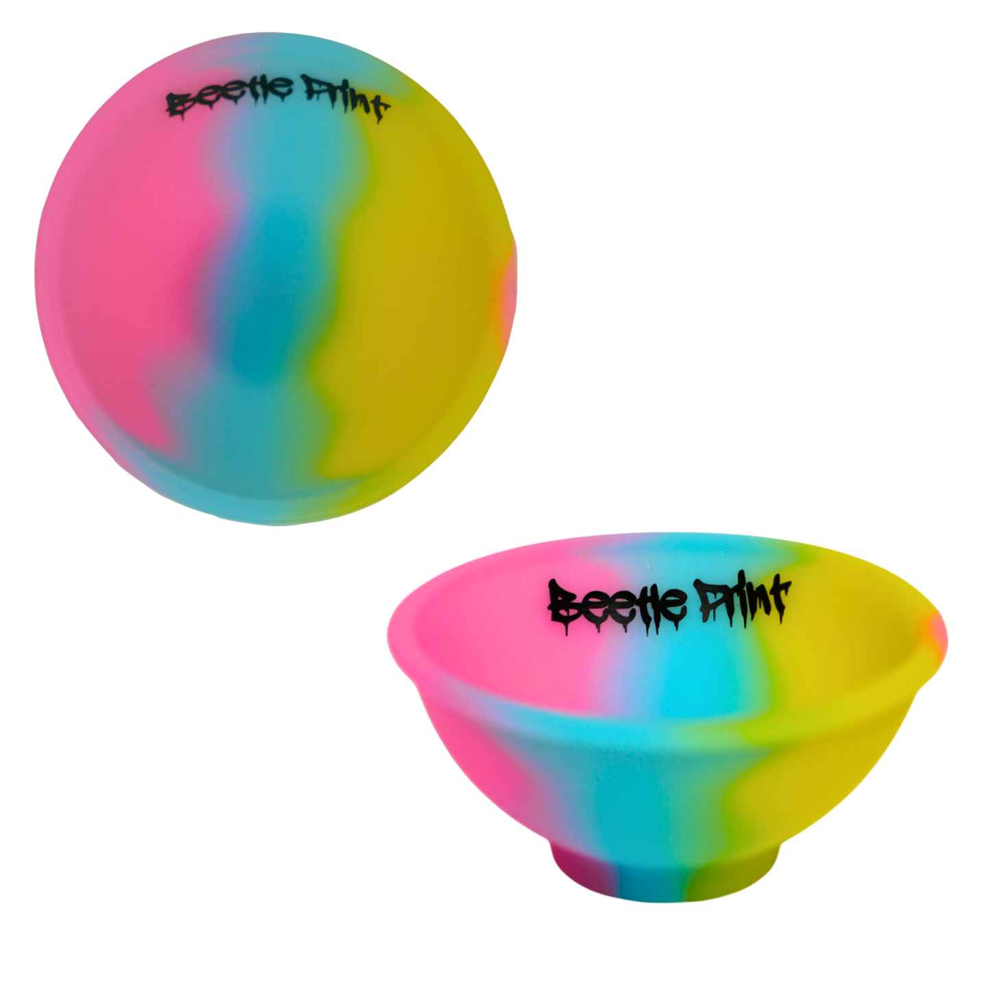 Bowl de silicona con diseño degradado multicolor, recipiente flexible antiadherente ideal para mezclar o almacenar