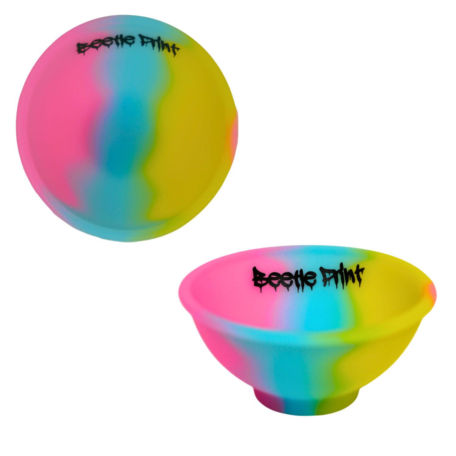 Bowl de silicona con diseño degradado multicolor, recipiente flexible antiadherente ideal para mezclar o almacenar