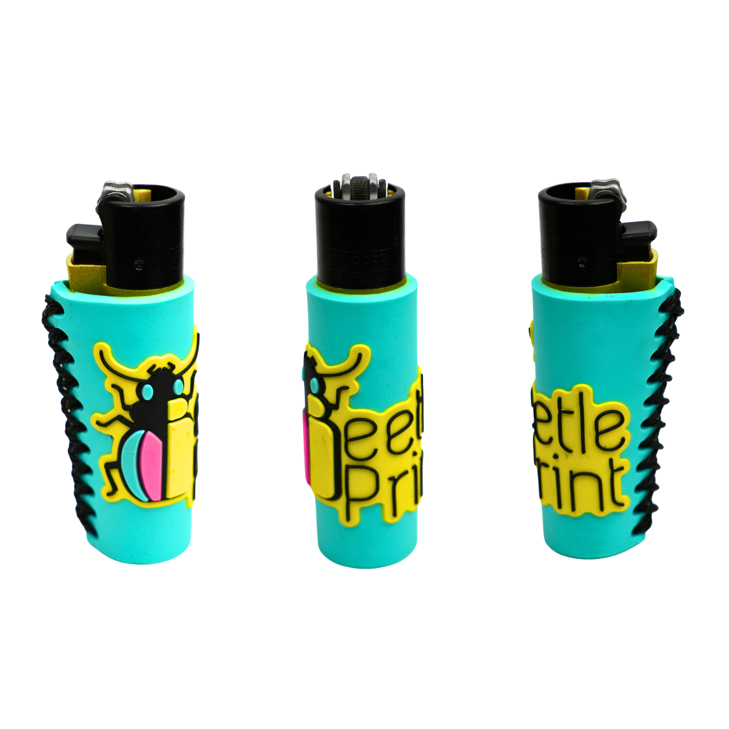 Funda de silicona para mechero color turquesa con diseño Beetle Print, protector antideslizante resistente para encendedor
