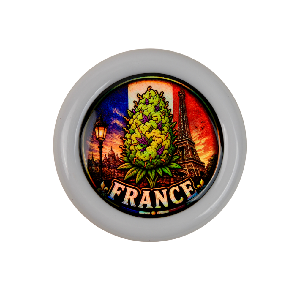 Grinder Zero France Beetle Print con diseño artístico inspirado en París y resina holográfica brillante