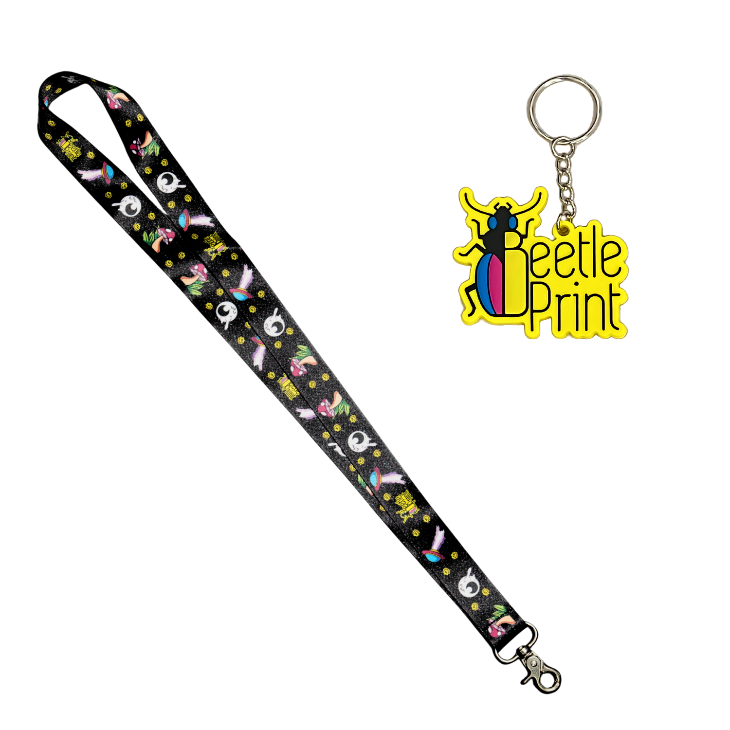 Lanyard con llavero Beetle Print, cinta para cuello con diseño original ideal para llevar llaves o accesorios