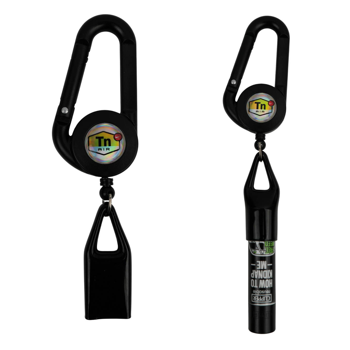 Lighter leash negro retráctil con clip tipo mosquetón para mechero, accesorio práctico para llevar encendedor siempre a mano