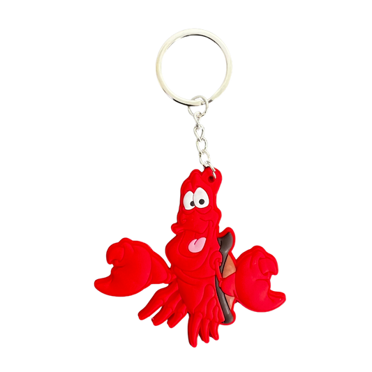 Llavero de silicona con diseño cangrejo rojo estilo cartoon en relieve 3D con anilla metálica