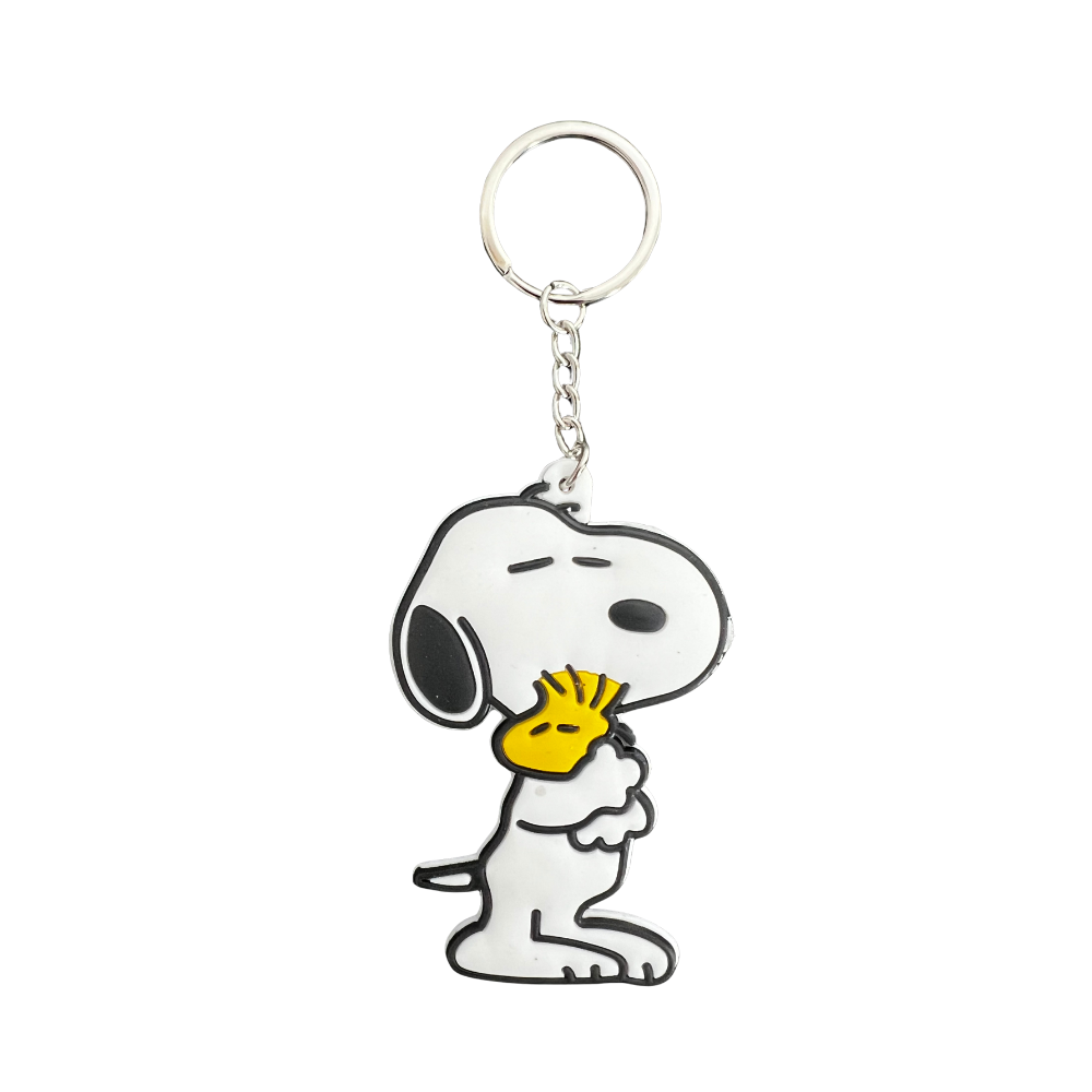 Llavero de silicona con diseño perro blanco estilo cartoon en relieve 3D con anilla metálica