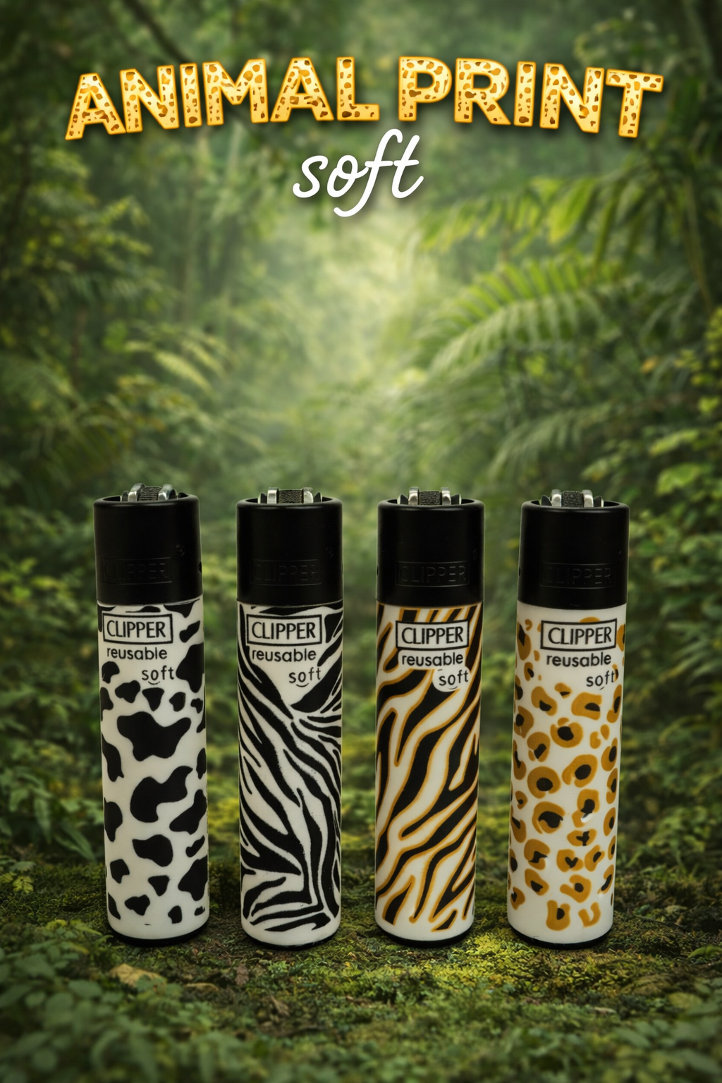 Pack 4 Mecheros Clipper Animal Print Soft