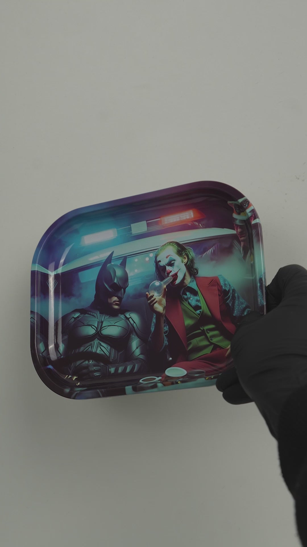Video showcasing metal rolling tray with urban duality night encounter design