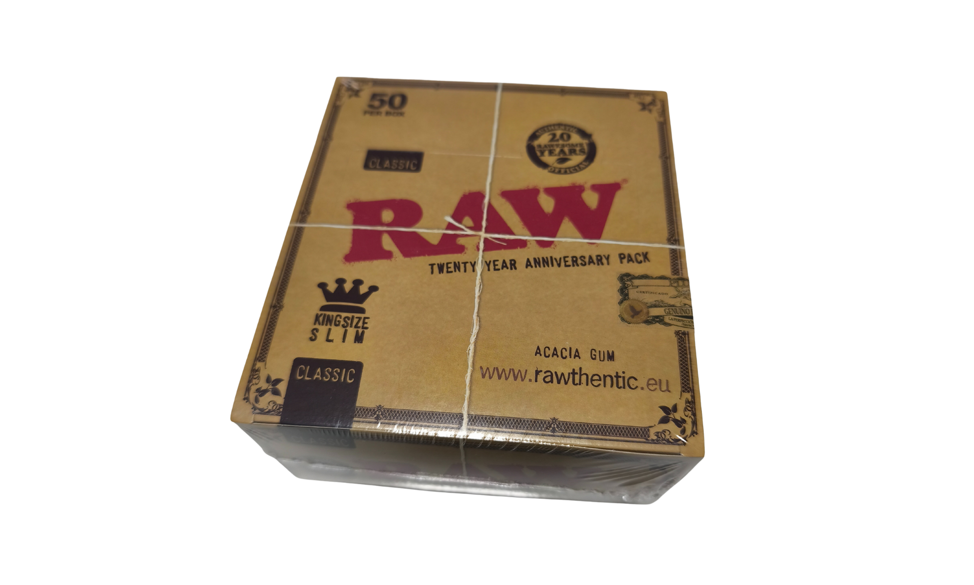 Caja RAW Classic King Size Slim papel de fumar natural con 24 librillos y 50 hojas por librillo