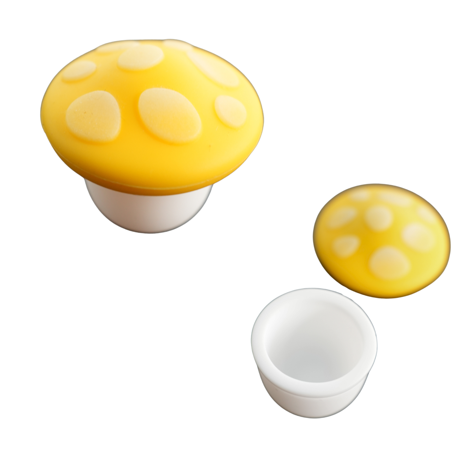 Tarro de silicona para wax con diseño de seta amarilla, recipiente antiadherente hermético para almacenamiento de concentrados