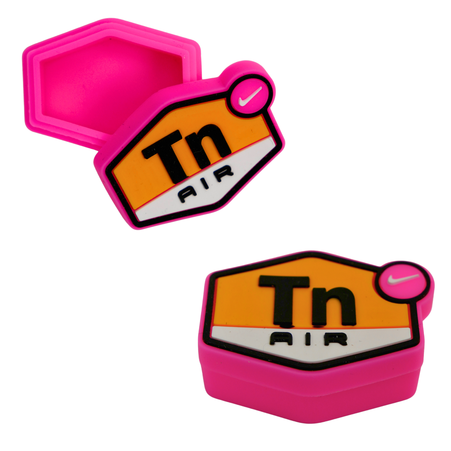 Contenedor de wax de silicona color rosa con diseño Air, flexible, antiadherente y compacto